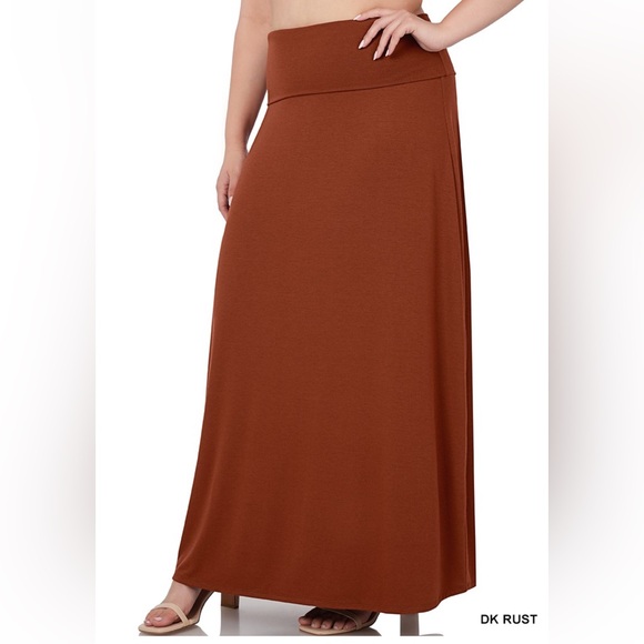 Zenana Outfitters Dresses & Skirts - NWT! Plus Rust RELAXED FIT MAXI SKIRT WITH FOLDABLE WAISTBAND